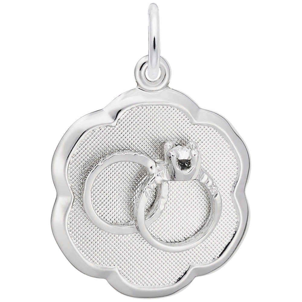 Personalized Scalloped Disc Wedding Rings Charm for Engraving 0946