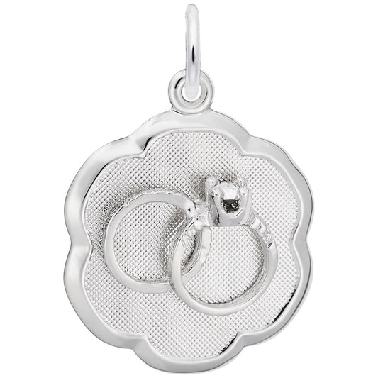 Personalized Scalloped Disc Wedding Rings Charm for Engraving 0946