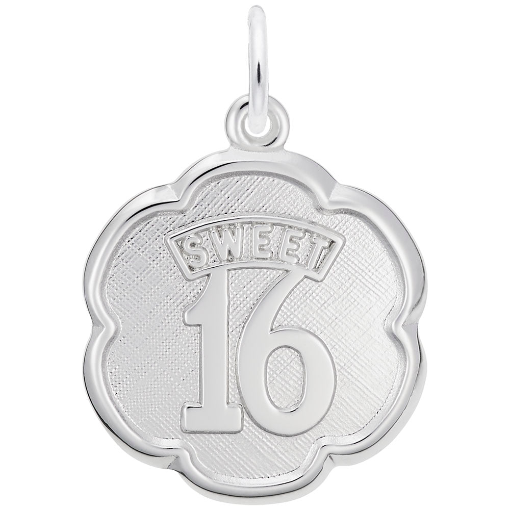 Sweet 16 Scalloped Disc Charm - Celebrate Milestones in Style 0947