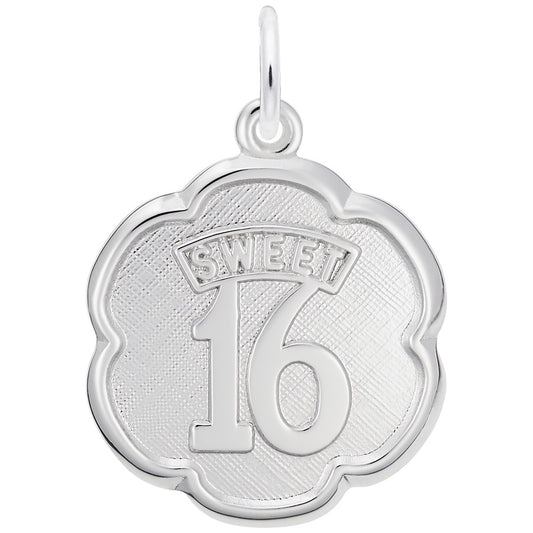 Sweet 16 Scalloped Disc Charm - Celebrate Milestones in Style 0947