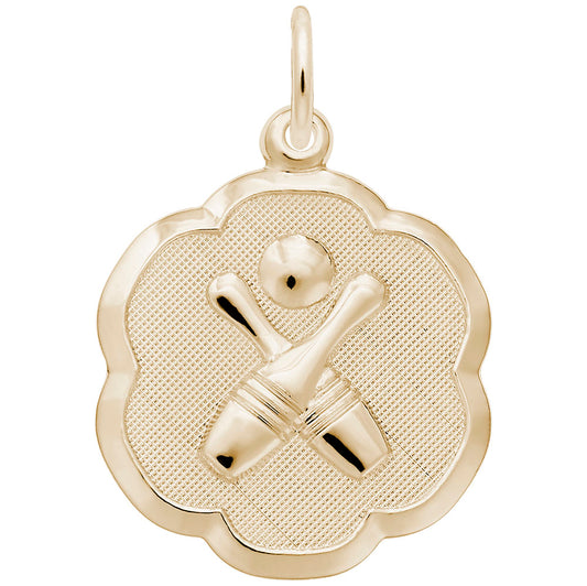 Bowling Scalloped Disc Charm - Perfect Gift for Bowling Lovers 0952