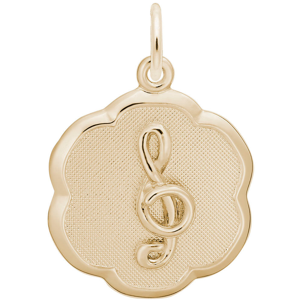 Treble Clef Scalloped Disc Charm for Music Lovers - Rembrandt 0957