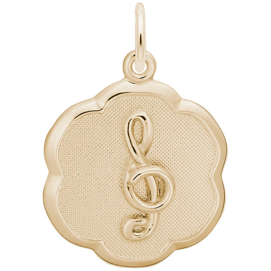 Treble Clef Scalloped Disc Charm for Music Lovers - Rembrandt 0957