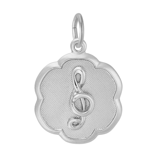 Treble Clef Scalloped Disc Charm