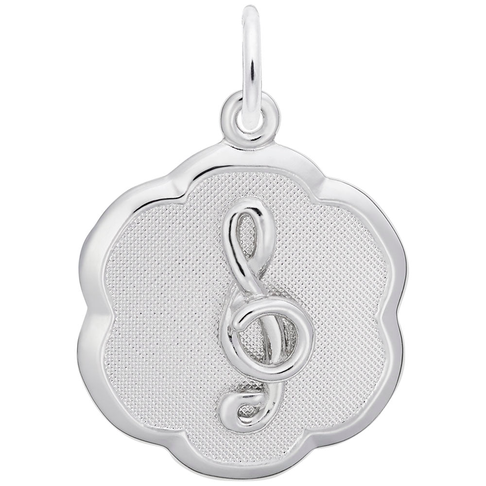 Treble Clef Scalloped Disc Charm for Music Lovers - Rembrandt 0957