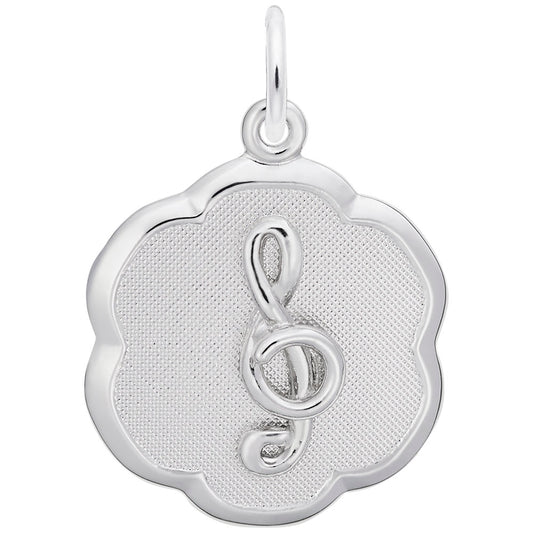 Treble Clef Scalloped Disc Charm for Music Lovers - Rembrandt 0957