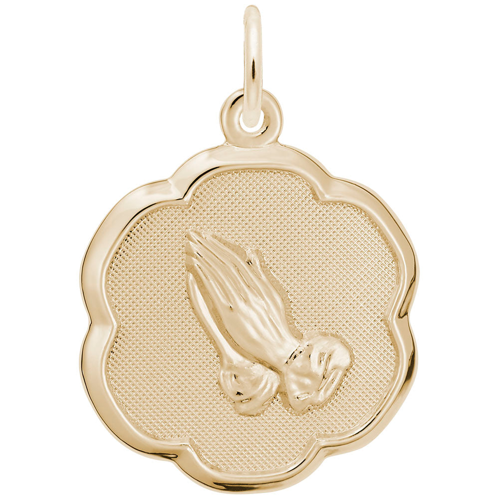 Praying Hands Scalloped Disc Charm for Special Occasions 0959