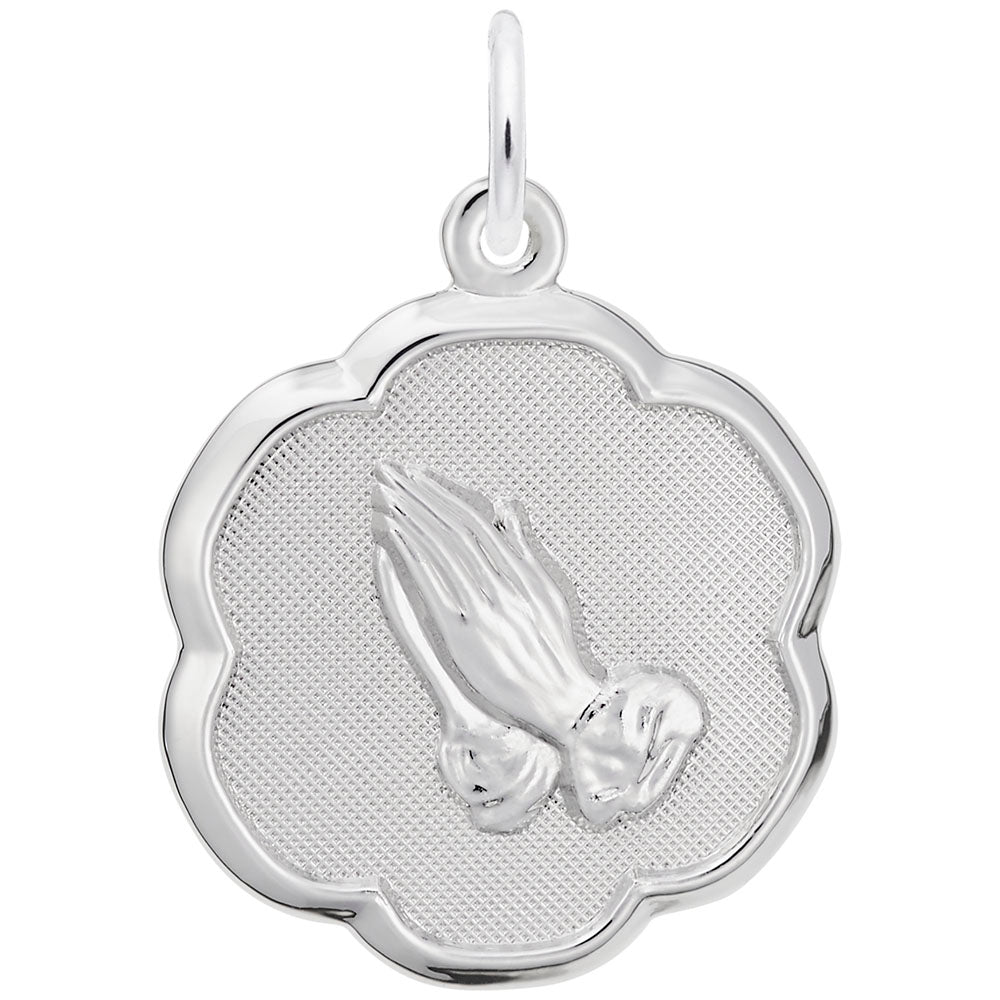 Praying Hands Scalloped Disc Charm for Special Occasions 0959