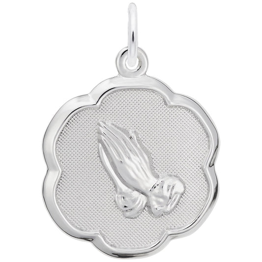Praying Hands Scalloped Disc Charm for Special Occasions 0959