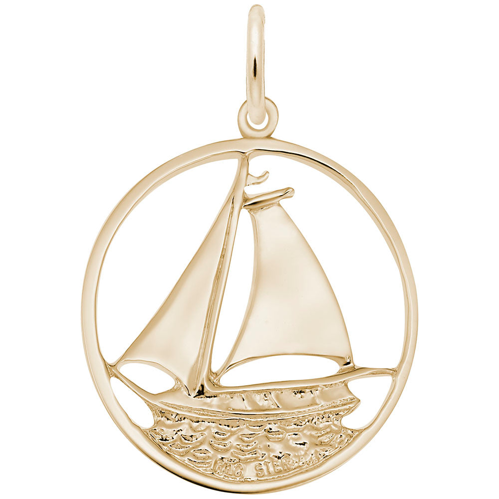 Sailboat in Ring Charm - Nautical Jewelry for Ocean Lovers 0980