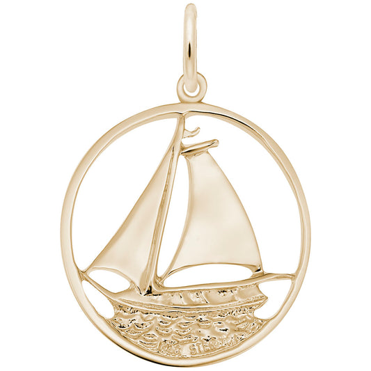 Sailboat in Ring Charm - Nautical Jewelry for Ocean Lovers 0980