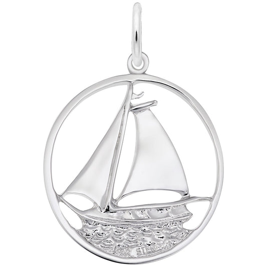 Sailboat in Ring Charm - Nautical Jewelry for Ocean Lovers 0980