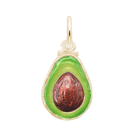 Painted Avocado Charm - SM 14K White Gold