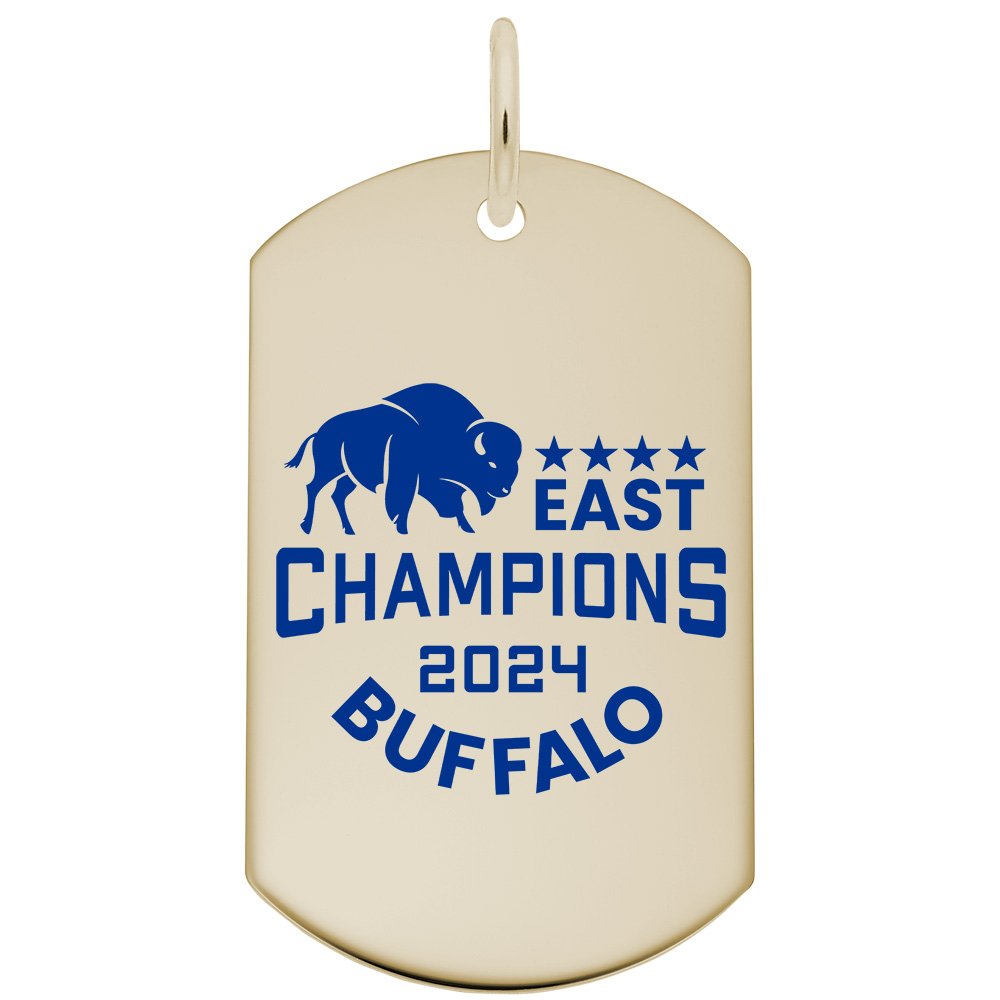 Painted East Champions 2024 Buffalo Dog Tag Charm for Travel 1068
