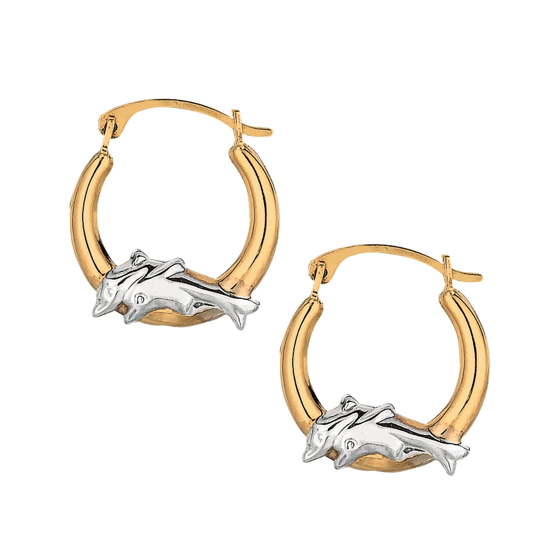 Royal Chain 10K Gold Dolphin Hoop Earring 113ER