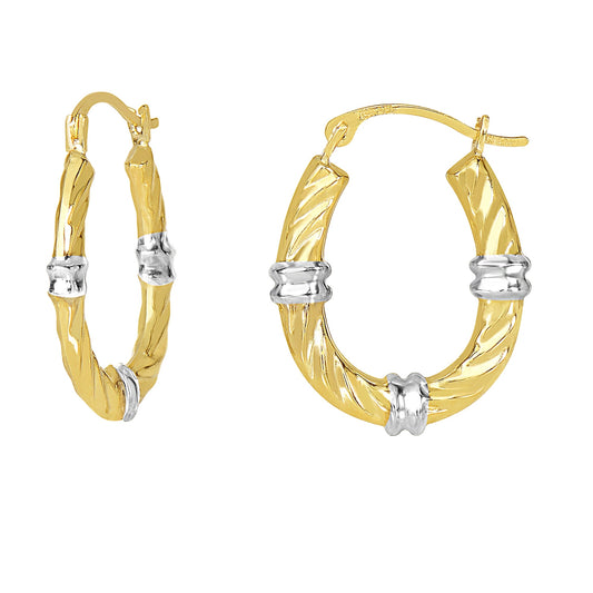Royal Chain 10K Gold Station Hoop Earring 114ER
