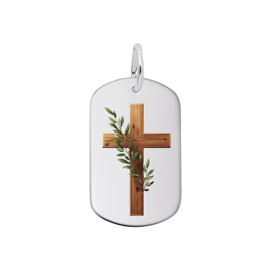 Wooden Cross Painted Charm