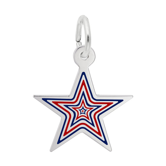 Painted USA 250 - Multiple Star Charm 14K White Gold