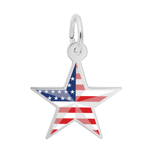 Painted USA 250 - Stars & Stripes Star Charm 14K White Gold