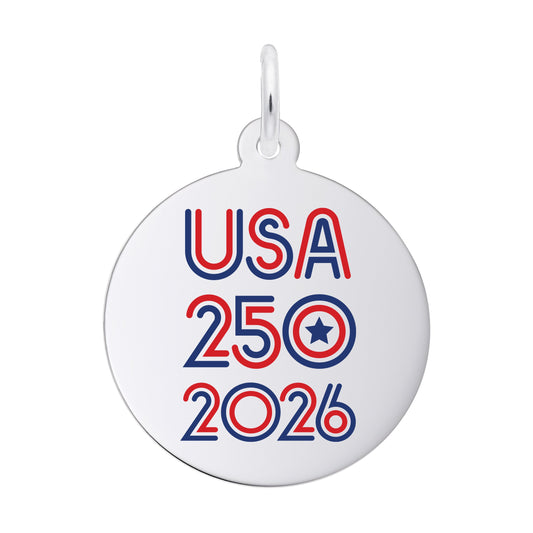Painted USA 250 - 2026 Charm 14K White Gold