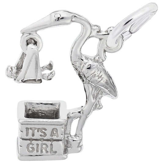 It's a Girl Stork Charm - Celebrate Newborns & Family Love 1252