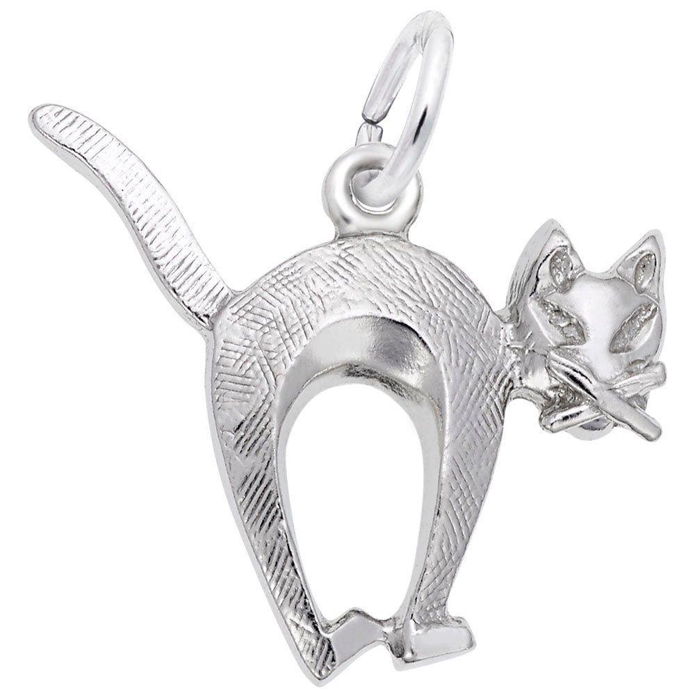 Arched Cat Charm - Elegant Pet Jewelry for Cat Lovers 1254