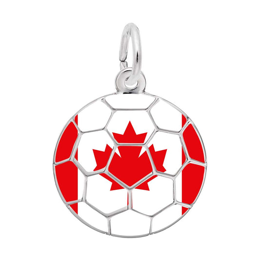 Painted World Soccer - Canadian Flag Charm 14K Yellow Gold