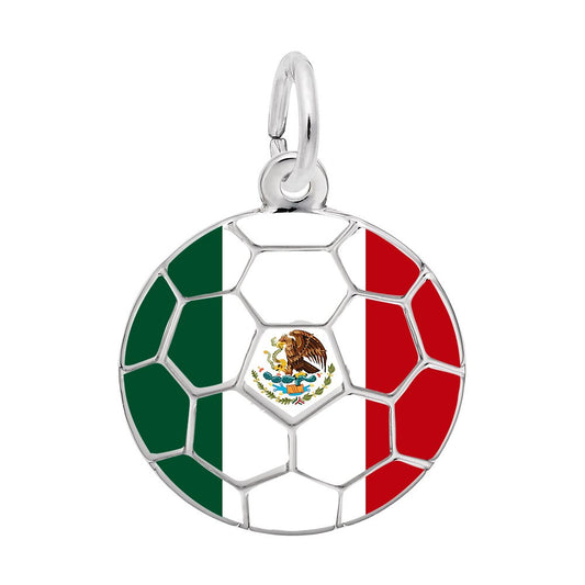 Painted World Soccer - Mexican Flag Charm 14K Yellow Gold
