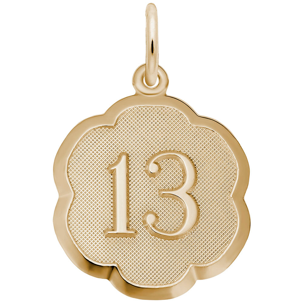Personalized Number 13 Scalloped Disc Charm for Unique Jewelry 1331