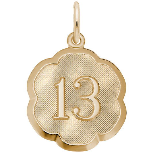Personalized Number 13 Scalloped Disc Charm for Unique Jewelry 1331