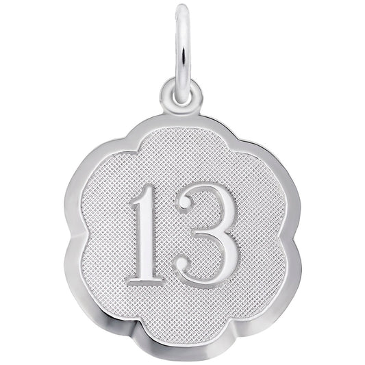 Personalized Number 13 Scalloped Disc Charm for Unique Jewelry 1331