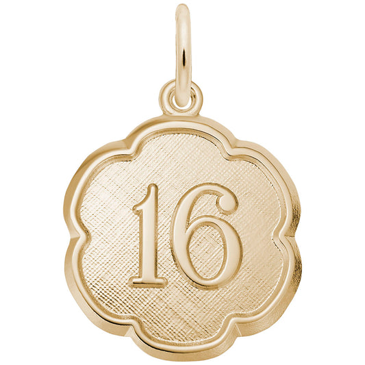 Elegant Scalloped Disc Charm - Number Sixteen for Personalization 1332