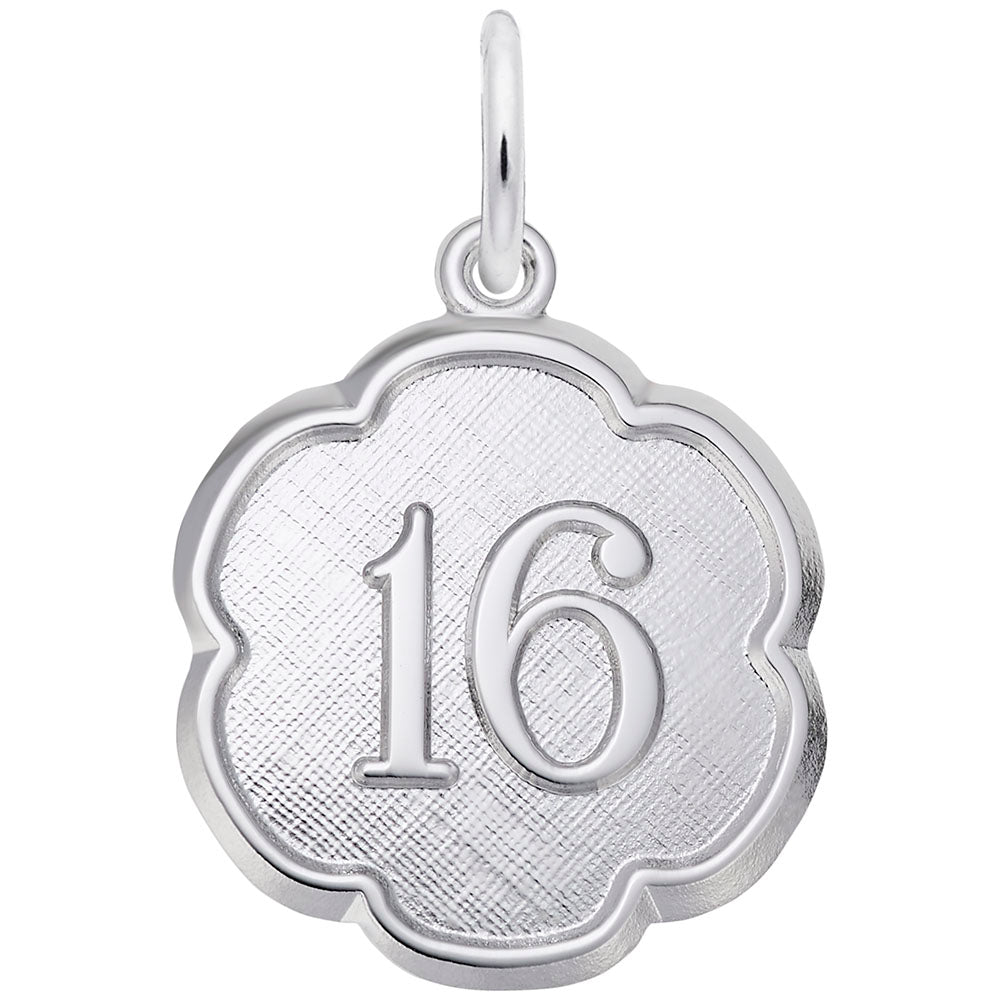 Elegant Scalloped Disc Charm - Number Sixteen for Personalization 1332