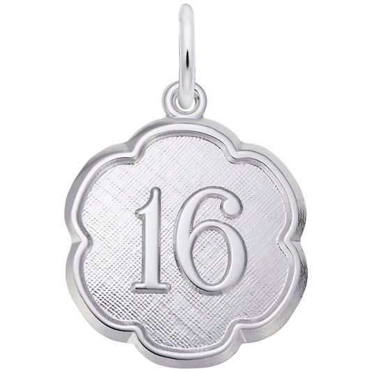 Elegant Scalloped Disc Charm - Number Sixteen for Personalization 1332