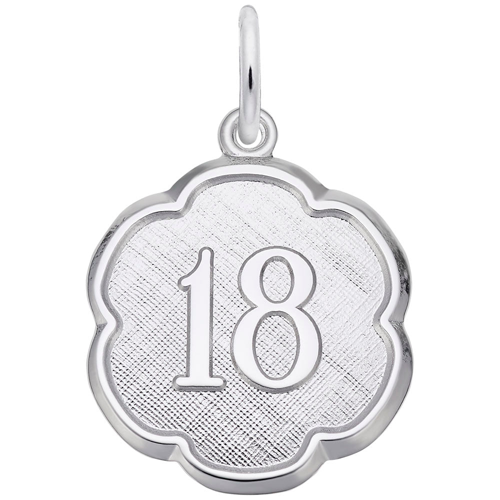 Elegant Scalloped Disc Charm - Number Eighteen for Personalization 1333