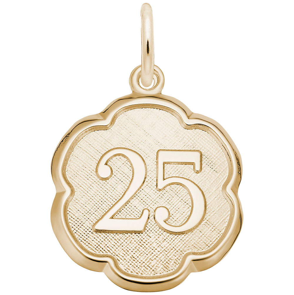 Personalized Scalloped Disc Charm - Number 25 for Custom Jewelry 1335