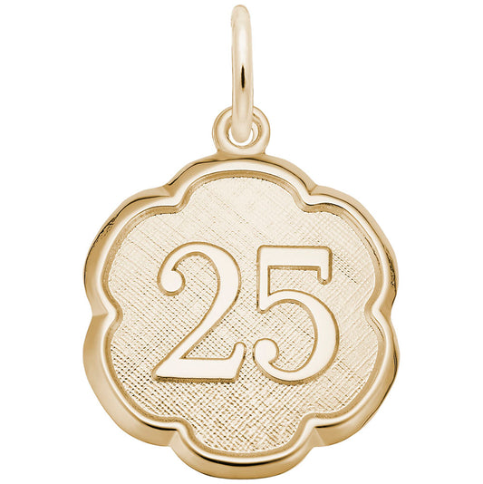 Personalized Scalloped Disc Charm - Number 25 for Custom Jewelry 1335