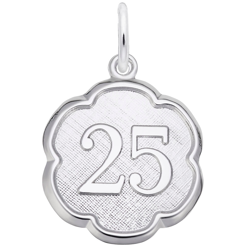Personalized Scalloped Disc Charm - Number 25 for Custom Jewelry 1335