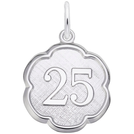 Personalized Scalloped Disc Charm - Number 25 for Custom Jewelry 1335