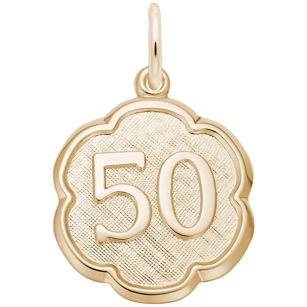 Elegant Scalloped Disc Charm - Number 50 for Personalized Jewelry 1336
