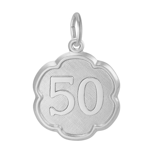 Number Fifty Scalloped Disc Charm