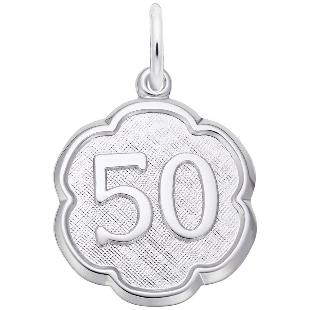 Elegant Scalloped Disc Charm - Number 50 for Personalized Jewelry 1336