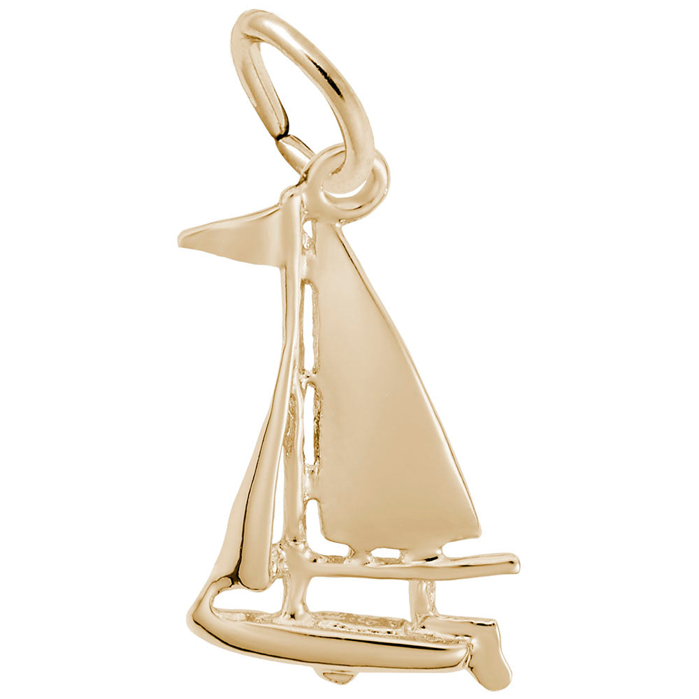 Small Sloop Sailboat Charm - Nautical Jewelry for Ocean Lovers 1365