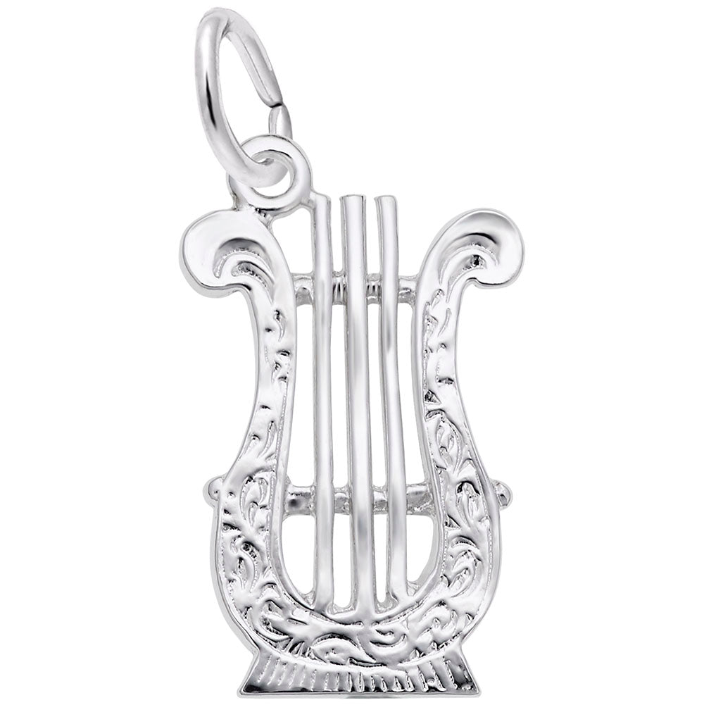 Elegant Silver Lyre Charm for Music Lovers - Rembrandt Charms 1410