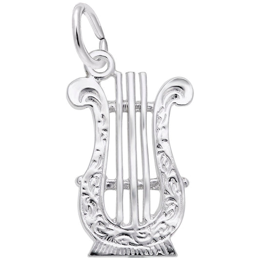 Elegant Silver Lyre Charm for Music Lovers - Rembrandt Charms 1410
