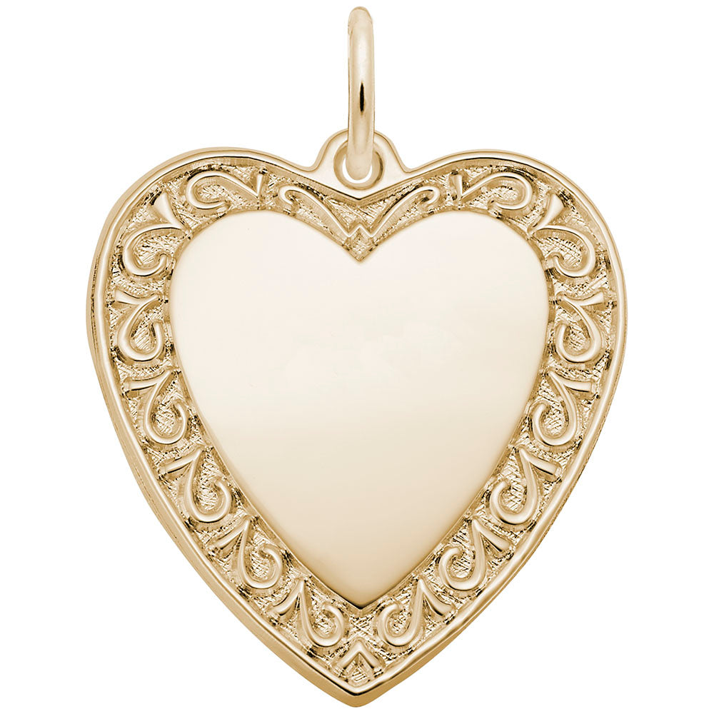 Scrolled Classic Heart Charm - Elegant Silver Pendant for Jewelry 1495