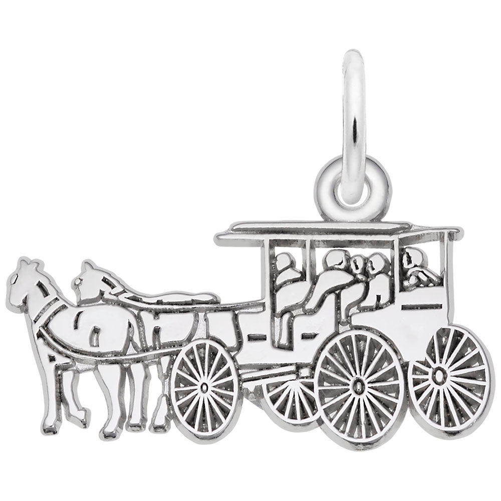 Flat Horse Carriage Charm - Elegant Animal Jewelry for Horse Lovers 1508