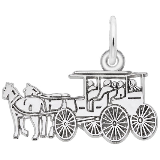Flat Horse Carriage Charm - Elegant Animal Jewelry for Horse Lovers 1508
