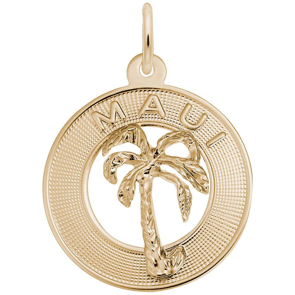 Maui Palm Tree Disc Charm - Tropical Travel Jewelry Keepsake 1512