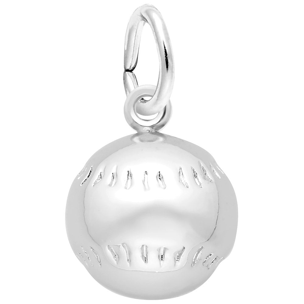 Baseball Charm for Bracelets - Sterling Silver Sports Jewelry 1523